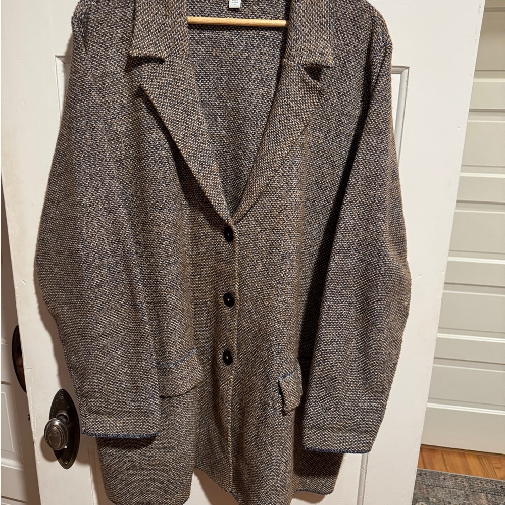 J. Jill Brown Tweed Sweater Blazer